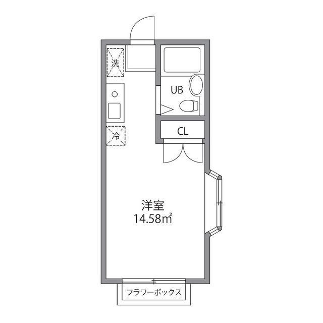 中野イーストハイム(ワンルーム/1階)の間取り写真