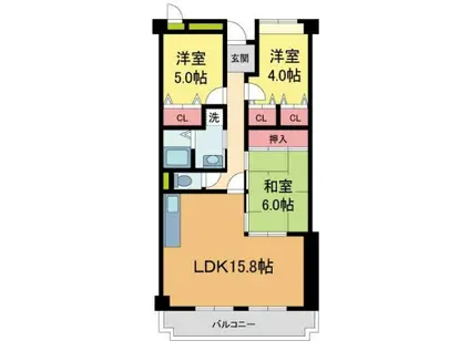 クリスタル(3LDK/3階)の間取り写真