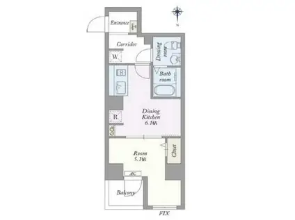 東神田プレイス(1DK/2階)の間取り写真