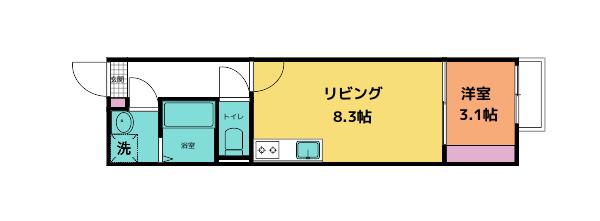 CREST(1LDK/2階)の間取り写真