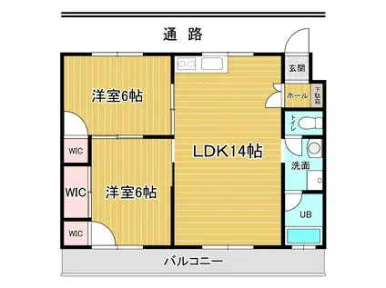 東予プラザハイツ 105号(2LDK/1階)の間取り写真