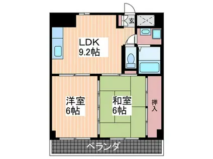 フレア21三滝(2LDK/8階)の間取り写真
