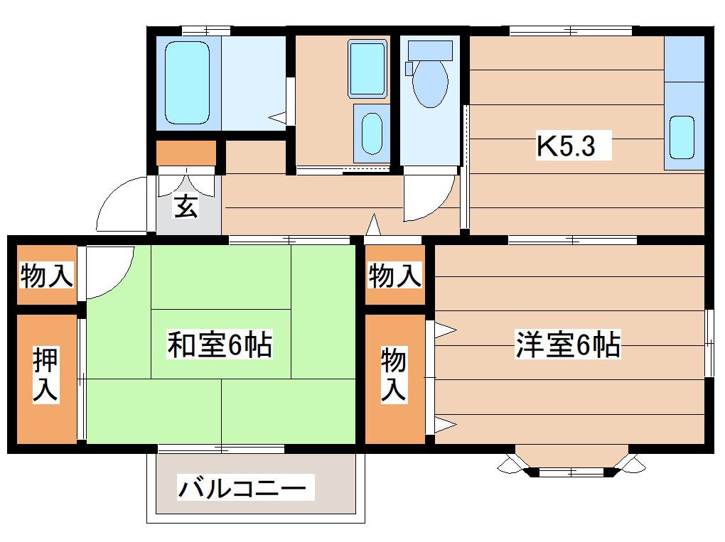 プワール折立(2K/1階)の間取り写真