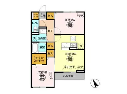 FLEURA(2LDK/1階)の間取り写真