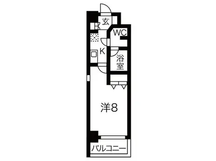 セイワソレイルコート(1K/2階)の間取り写真