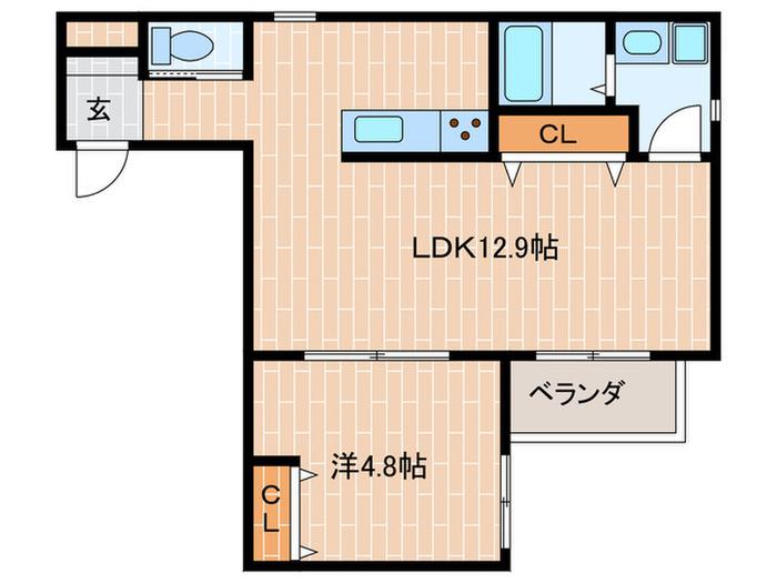 シェリル神戸西舞子(1LDK/1階)の間取り写真