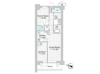 アビティグランデ砧(1SLDK/5階)の間取り写真