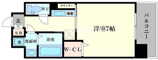 レオンヴァリエ大阪ベイシティII(1K/12階)の間取り写真