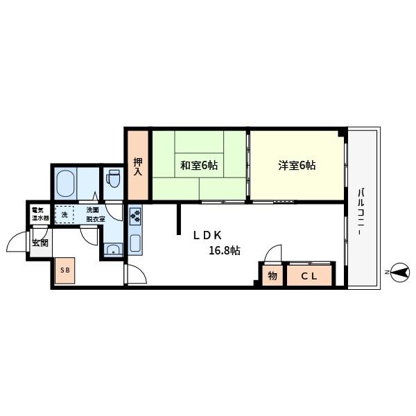 ニューハウス西葛西(2LDK/4階)の間取り写真