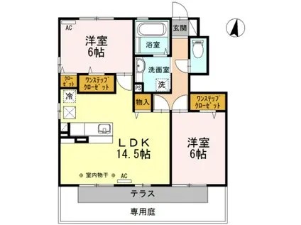 プロフーモ 一ツ橋(2LDK/1階)の間取り写真