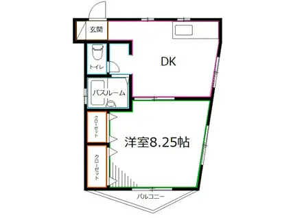 ＪＲ中央線 国分寺駅 徒歩3分 2階建 築24年(1DK/2階)の間取り写真