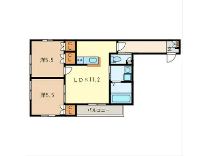 サニースクエア(2LDK/4階)の間取り写真