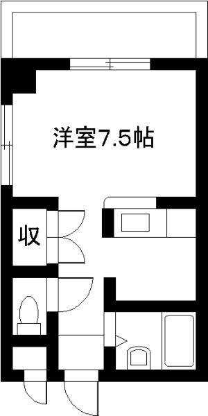 エレガンスメゾン6A(ワンルーム/6階)の間取り写真