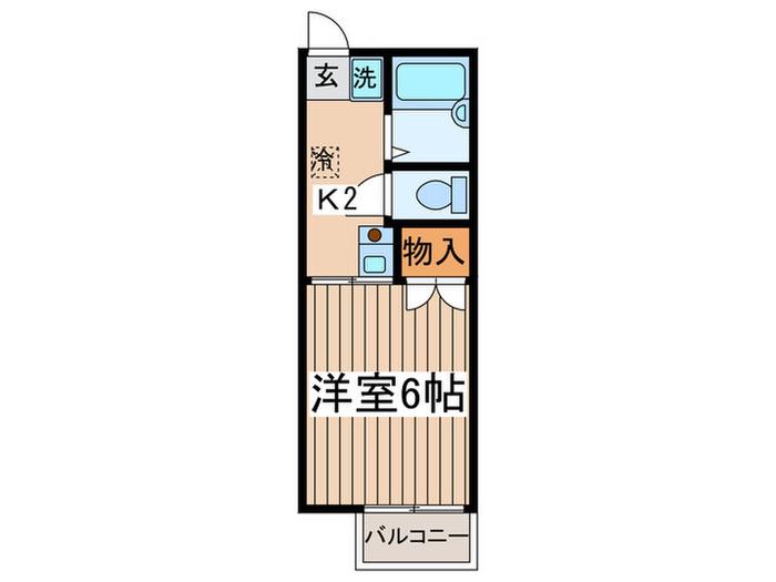 サイレントドミール(1K/2階)の間取り写真