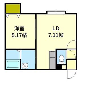 ドミール小樽(1LDK/2階)の間取り写真