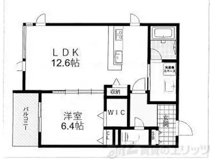 AMAウエスト(1DK/2階)の間取り写真