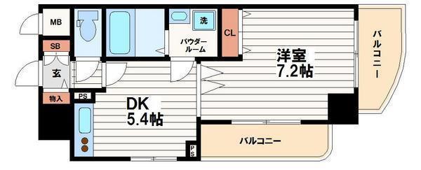 エイペックス内本町(1DK/5階)の間取り写真
