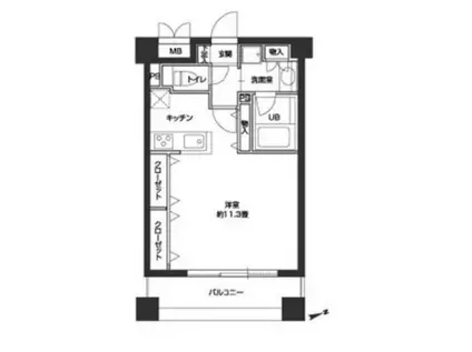 カスタリア中野(1K/3階)の間取り写真