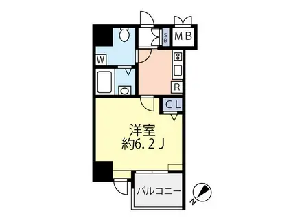 グランヴァンメトロ1(1K/4階)の間取り写真