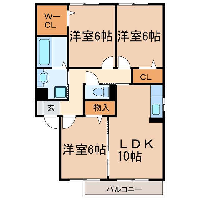 アゼリア(3LDK/2階)の間取り写真