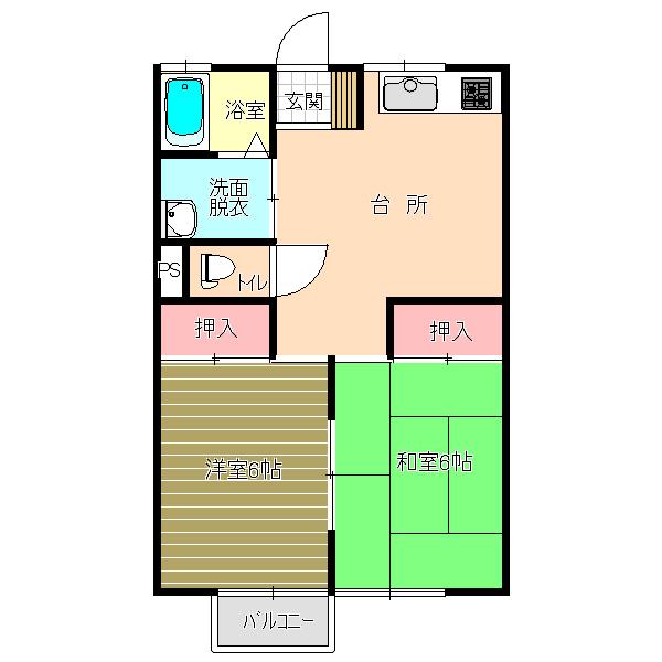 ベストハイツ(2DK/2階)の間取り写真