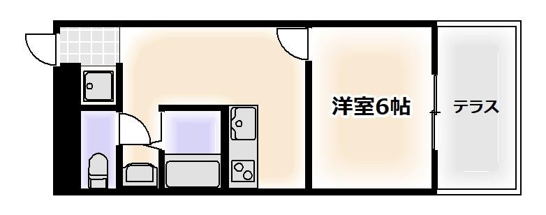 ノバカネイチ谷九(1DK/1階)の間取り写真