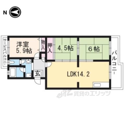セレッソ甲西C号館(3LDK/5階)の間取り写真