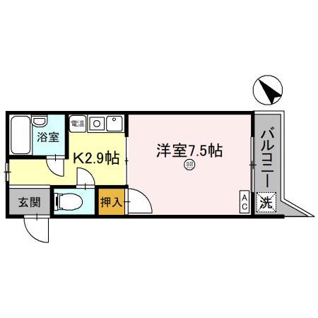 リバーハイツ豊岡(1K/1階)の間取り写真