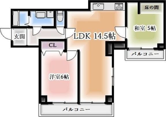 シャンボール覚王山(2LDK/2階)の間取り写真