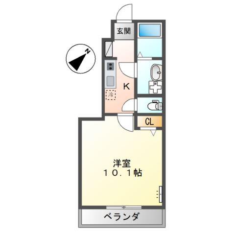 クレール比治山(1K/1階)の間取り写真