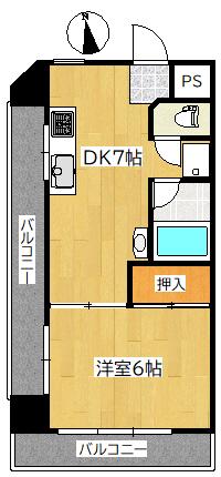 共立輸送ビル(1DK/5階)の間取り写真