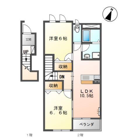 プレジール(2LDK/2階)の間取り写真