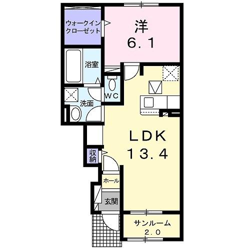 ヴィオラ 広丘I(1LDK/1階)の間取り写真