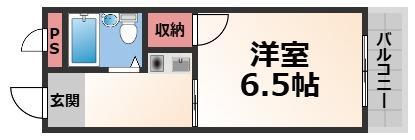 大宝菱屋西ロイヤルハイツ(1K/2階)の間取り写真