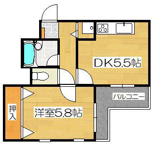 スカイウェイ洛北(1DK/1階)の間取り写真