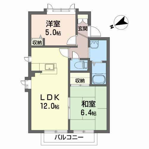 プレステージ川岸G(2LDK/1階)の間取り写真