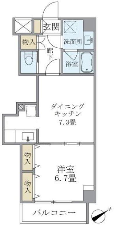 イーストコート平野(1DK/4階)の間取り写真