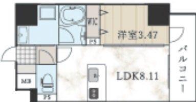 プレジデンスザ小倉(1LDK/7階)の間取り写真