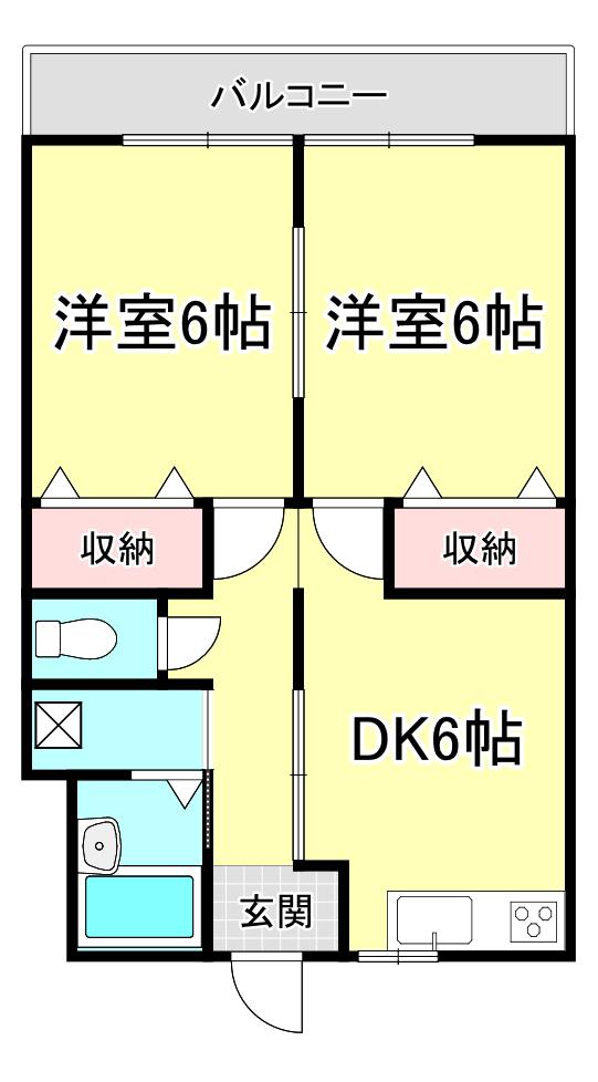 グリーン3(2DK/1階)の間取り写真