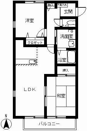 フォブール平岡(2LDK/3階)の間取り写真