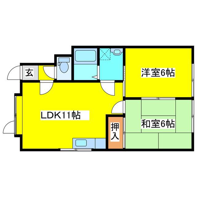ハイツノース1(2LDK/3階)の間取り写真