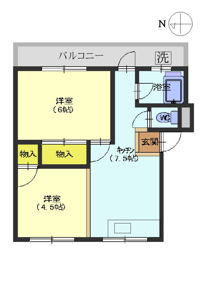 安藤ビル(2DK/2階)の間取り写真