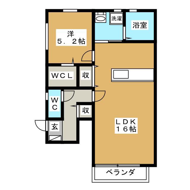 ハニカムテラスN(1LDK/1階)の間取り写真