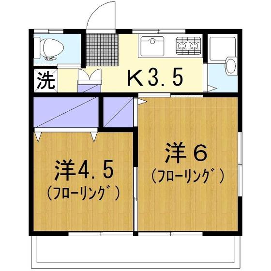みどり荘(2K/2階)の間取り写真