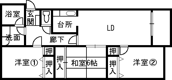 ハイムNAGATO(3LDK/1階)の間取り写真