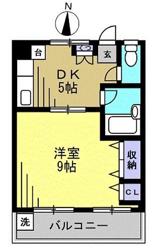 第一長谷川ビル(1DK/3階)の間取り写真