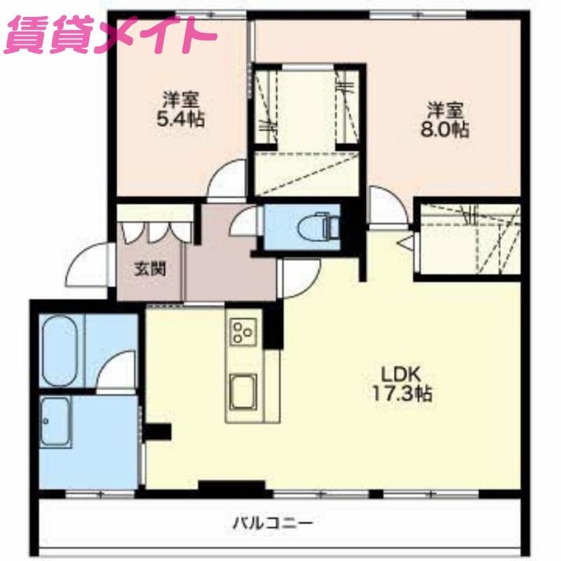 MAST TERRACE別名A(2LDK/2階)の間取り写真