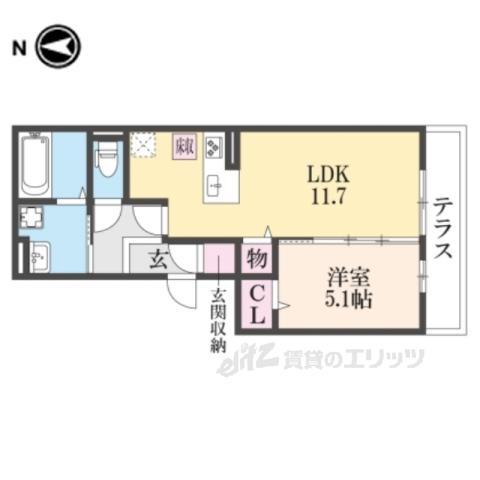 ＪＲ関西本線 奈良駅 徒歩14分 3階建 築3年(1LDK/1階)の間取り写真