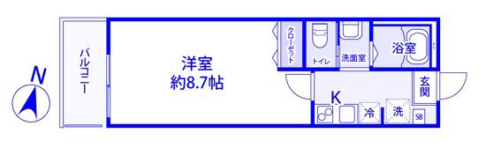 カプレットネロS(1K/2階)の間取り写真