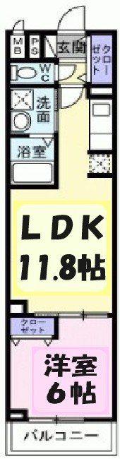 グランデ蒲生茜町(1LDK/3階)の間取り写真